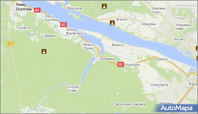 mapa Soczewka gmina Nowy Duninów, Soczewka gmina Nowy Duninów na mapie Targeo