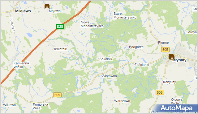 mapa Sokolnik gmina Młynary, Sokolnik gmina Młynary na mapie Targeo