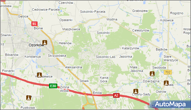 mapa Sokolniki-Las, Sokolniki-Las na mapie Targeo