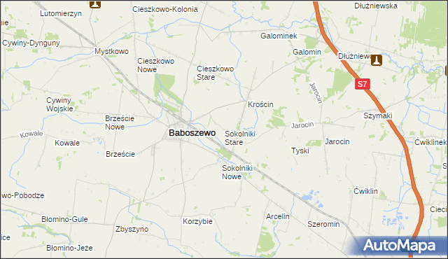 mapa Sokolniki Stare, Sokolniki Stare na mapie Targeo