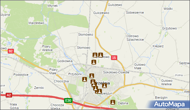 mapa Sokołowo gmina Września, Sokołowo gmina Września na mapie Targeo