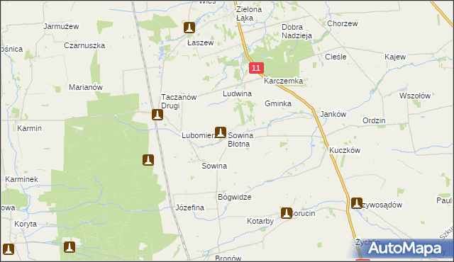 mapa Sowina Błotna, Sowina Błotna na mapie Targeo