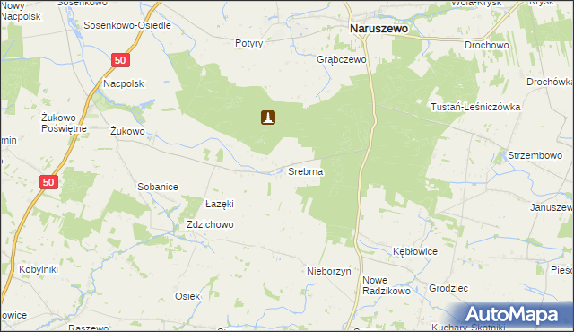 mapa Srebrna gmina Naruszewo, Srebrna gmina Naruszewo na mapie Targeo