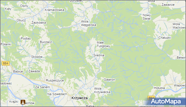 mapa Średnia, Średnia na mapie Targeo