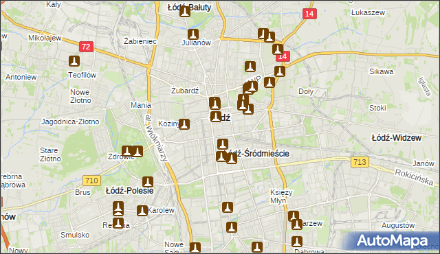 mapa Śródmieście gmina Łódź, Śródmieście gmina Łódź na mapie Targeo