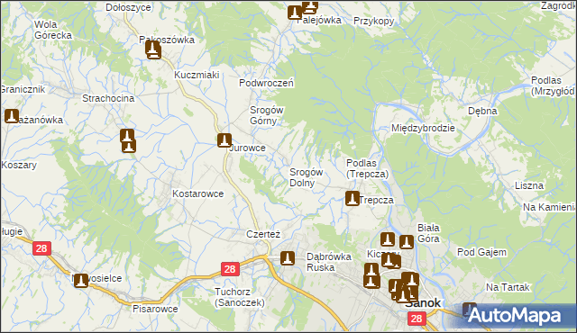 mapa Srogów Dolny, Srogów Dolny na mapie Targeo