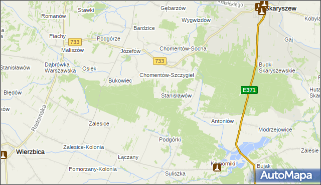 mapa Stanisławów gmina Skaryszew, Stanisławów gmina Skaryszew na mapie Targeo