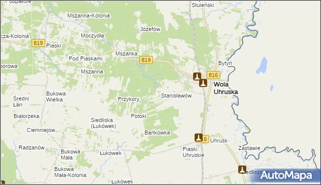 mapa Stanisławów gmina Wola Uhruska, Stanisławów gmina Wola Uhruska na mapie Targeo