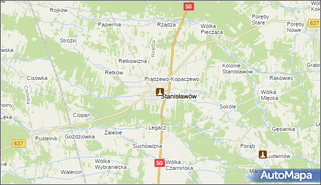 mapa Stanisławów powiat miński, Stanisławów powiat miński na mapie Targeo