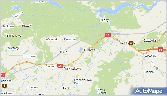 mapa Stanowo gmina Iława, Stanowo gmina Iława na mapie Targeo