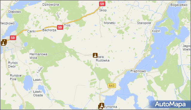 mapa Stara Rudówka, Stara Rudówka na mapie Targeo