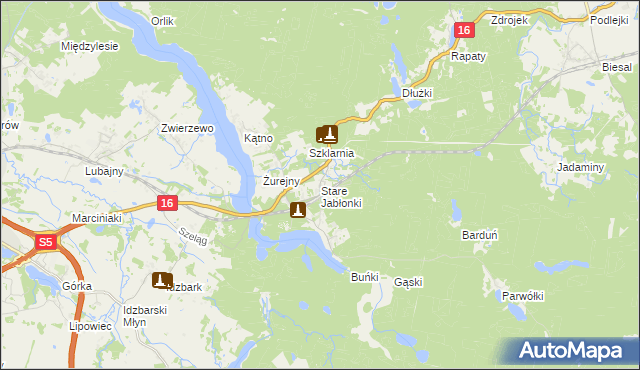 mapa Stare Jabłonki, Stare Jabłonki na mapie Targeo