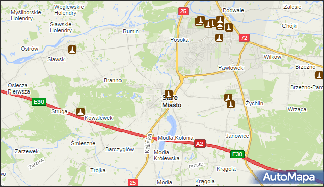 mapa Stare Miasto powiat koniński, Stare Miasto powiat koniński na mapie Targeo