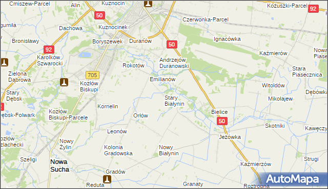 mapa Stary Białynin, Stary Białynin na mapie Targeo