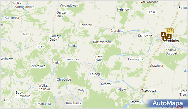 mapa Stary Dwór gmina Wierzbno, Stary Dwór gmina Wierzbno na mapie Targeo