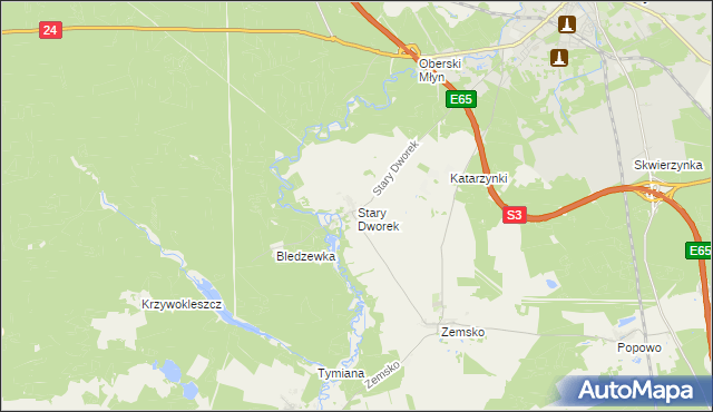 mapa Stary Dworek, Stary Dworek na mapie Targeo