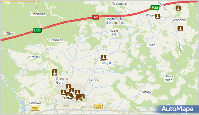 mapa Stary Tomyśl, Stary Tomyśl na mapie Targeo