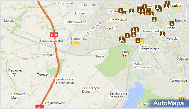 mapa Stasin gmina Konopnica, Stasin gmina Konopnica na mapie Targeo