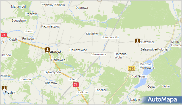 mapa Stawowice, Stawowice na mapie Targeo