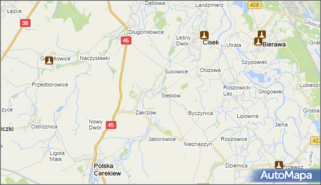 mapa Steblów gmina Cisek, Steblów gmina Cisek na mapie Targeo