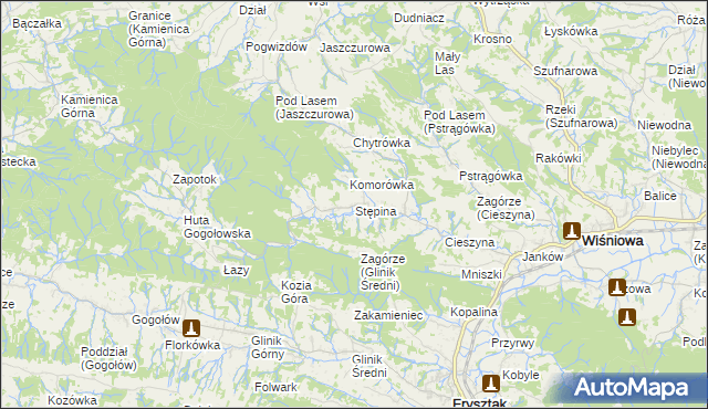 mapa Stępina, Stępina na mapie Targeo
