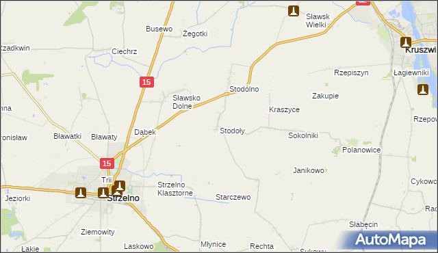 mapa Stodoły gmina Strzelno, Stodoły gmina Strzelno na mapie Targeo