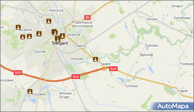 mapa Strachocin gmina Stargard, Strachocin gmina Stargard na mapie Targeo