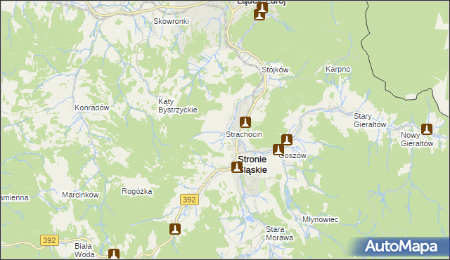 mapa Strachocin gmina Stronie Śląskie, Strachocin gmina Stronie Śląskie na mapie Targeo