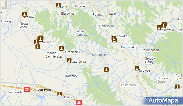 mapa Strachocina, Strachocina na mapie Targeo