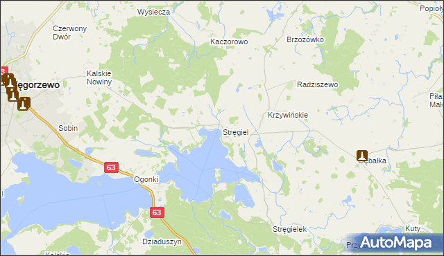 mapa Stręgiel, Stręgiel na mapie Targeo