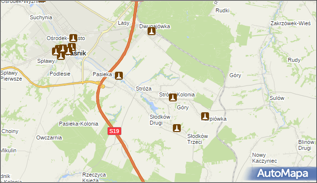 mapa Stróża-Kolonia, Stróża-Kolonia na mapie Targeo