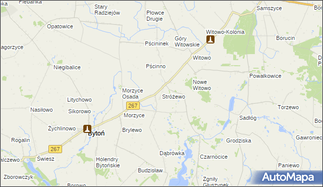 mapa Stróżewo gmina Bytoń, Stróżewo gmina Bytoń na mapie Targeo