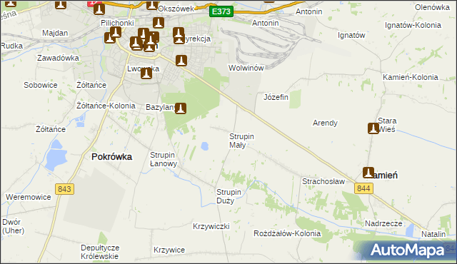 mapa Strupin Mały, Strupin Mały na mapie Targeo