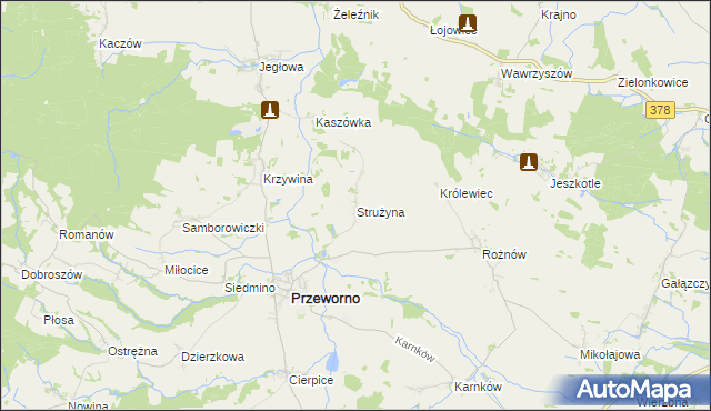 mapa Strużyna gmina Przeworno, Strużyna gmina Przeworno na mapie Targeo