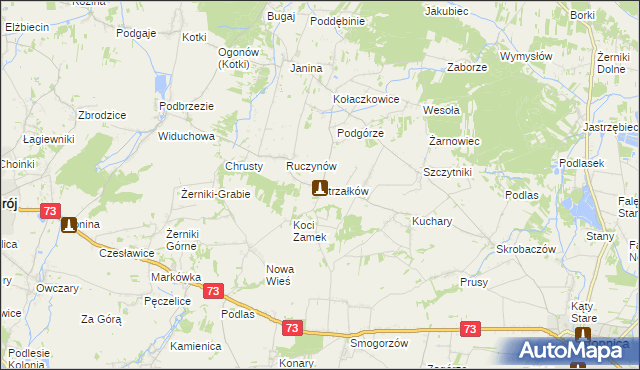 mapa Strzałków gmina Stopnica, Strzałków gmina Stopnica na mapie Targeo