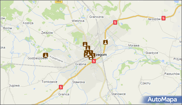 mapa Strzegom powiat świdnicki, Strzegom powiat świdnicki na mapie Targeo