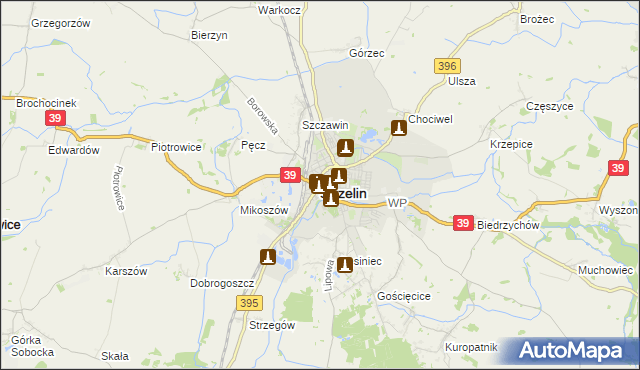 mapa Strzelin, Strzelin na mapie Targeo