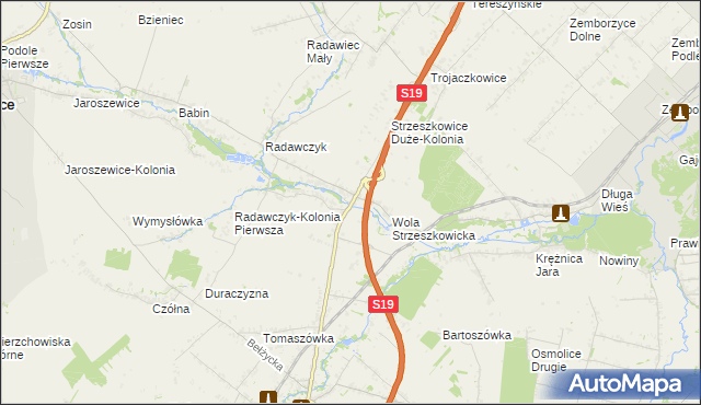 mapa Strzeszkowice Duże, Strzeszkowice Duże na mapie Targeo