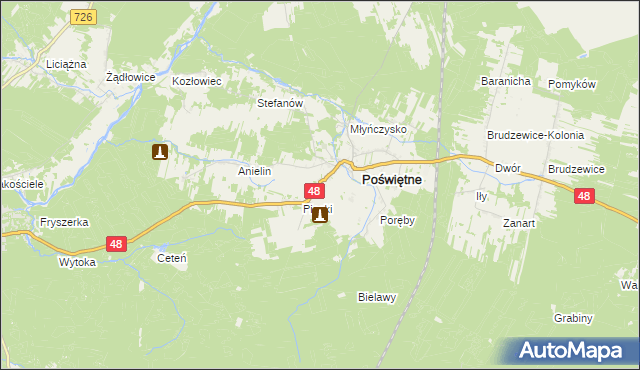 mapa Studzianna gmina Poświętne, Studzianna gmina Poświętne na mapie Targeo