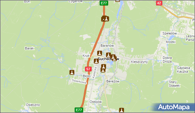 mapa Suchedniów, Suchedniów na mapie Targeo