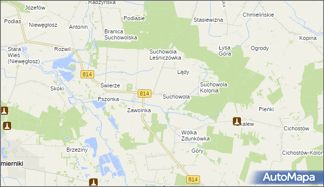 mapa Suchowola gmina Wohyń, Suchowola gmina Wohyń na mapie Targeo