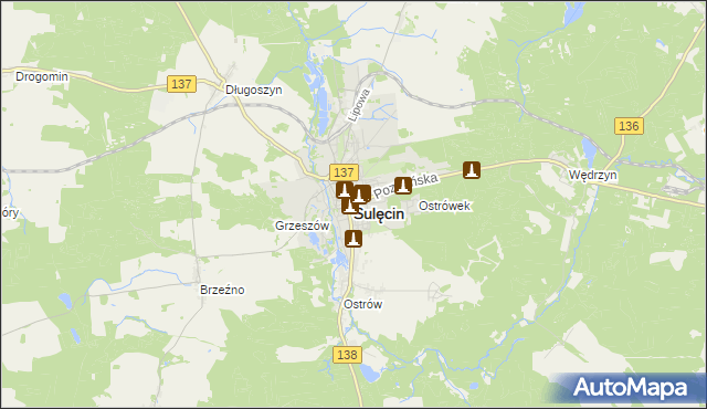 mapa Sulęcin, Sulęcin na mapie Targeo