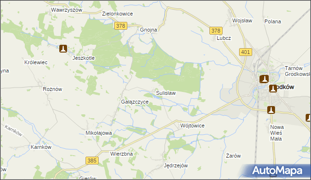 mapa Sulisław gmina Grodków, Sulisław gmina Grodków na mapie Targeo