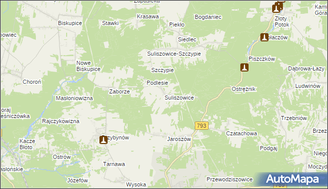 mapa Suliszowice, Suliszowice na mapie Targeo