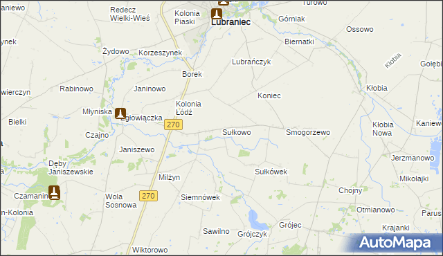 mapa Sułkowo gmina Lubraniec, Sułkowo gmina Lubraniec na mapie Targeo