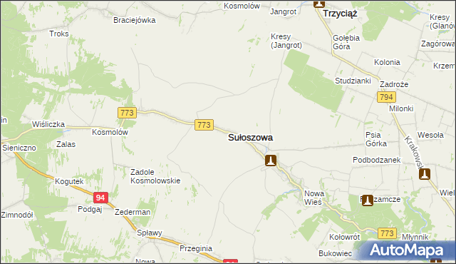 mapa Sułoszowa, Sułoszowa na mapie Targeo