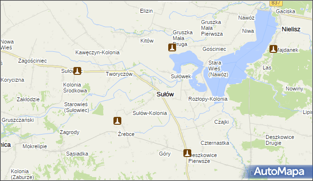 mapa Sułów powiat zamojski, Sułów powiat zamojski na mapie Targeo