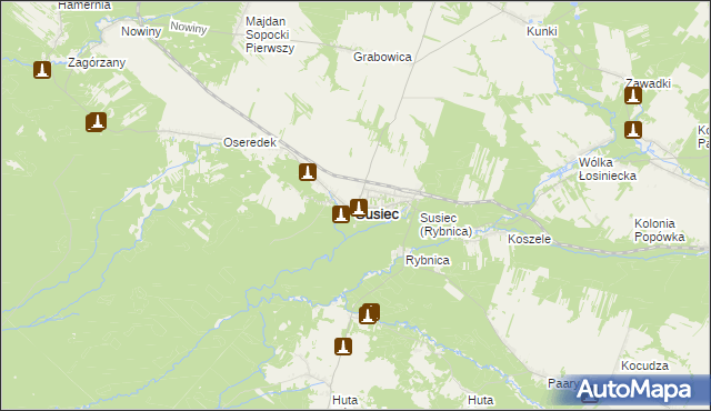 mapa Susiec, Susiec na mapie Targeo