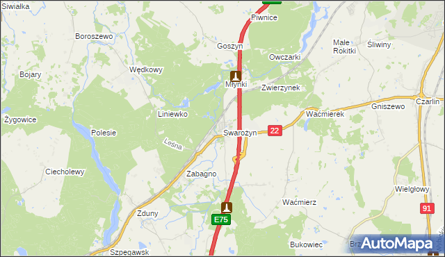 mapa Swarożyn, Swarożyn na mapie Targeo