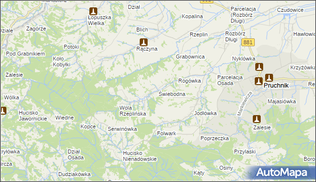 mapa Świebodna, Świebodna na mapie Targeo